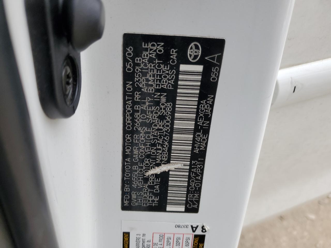 2007 Toyota Camry VIN JTNBB46K673006988 Copart auction photo, front end damage thumbnail 12