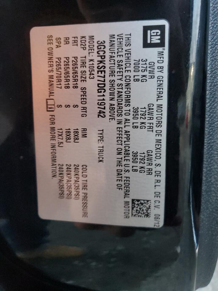 2013 Chevrolet Silverado VIN 3GCPKSE77DG119742 Copart auction photo, front end damage thumbnail 12