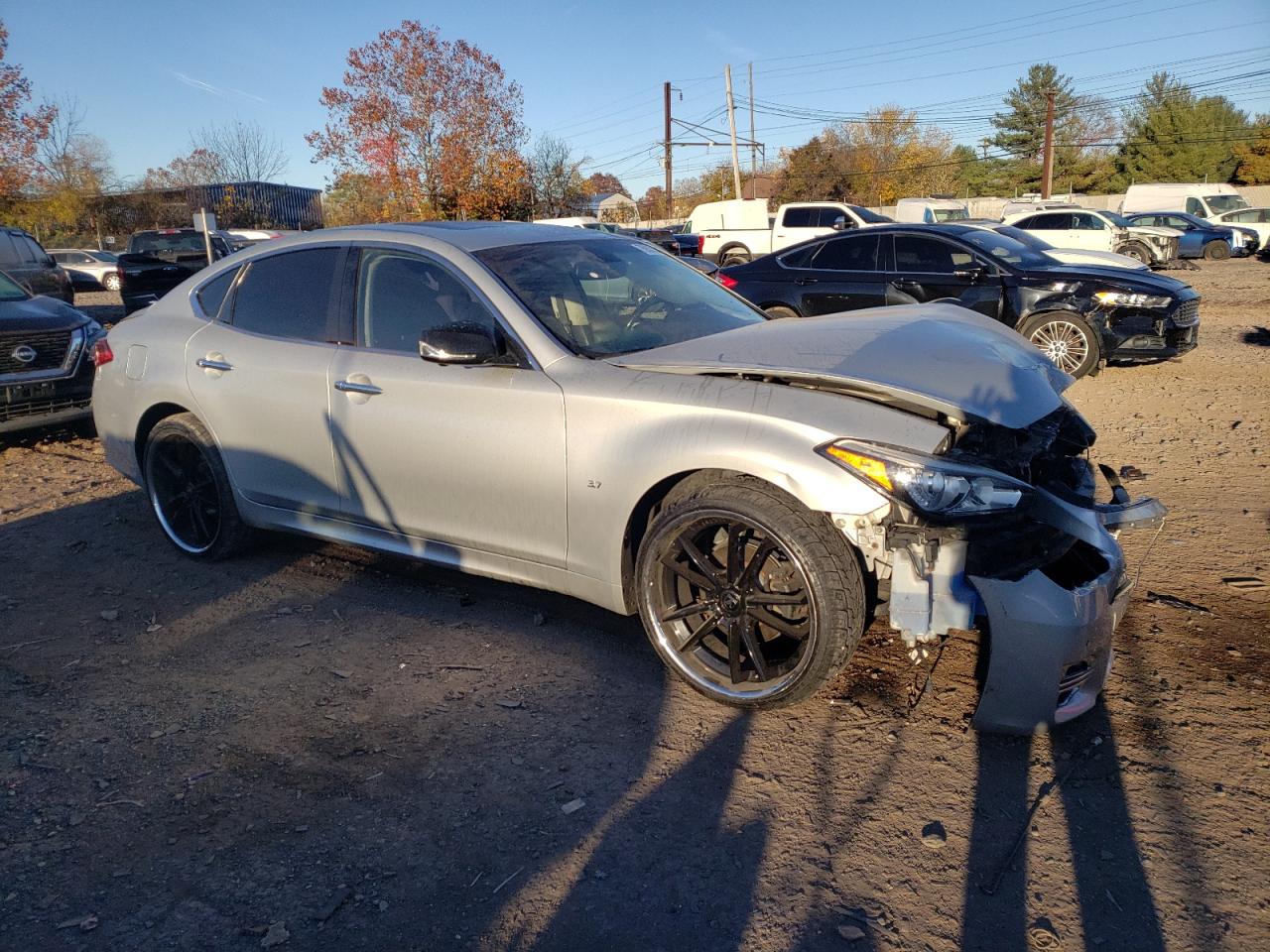 2015 Infiniti Q70 VIN JN1BY1AR0FM562537 Copart auction photo, front end / side damage thumbnail 4