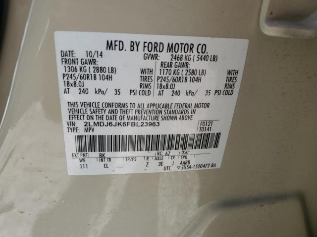 2015 Lincoln MKX VIN 2LMDJ6JK6FBL23963 Copart auction photo, front end / minor dent/scratches damage thumbnail 12