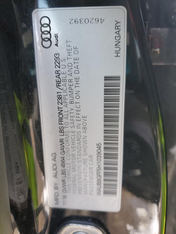 2017 Audi A3 VIN WAUB8GFF5H1039045 Copart auction photo, front end damage thumbnail 13