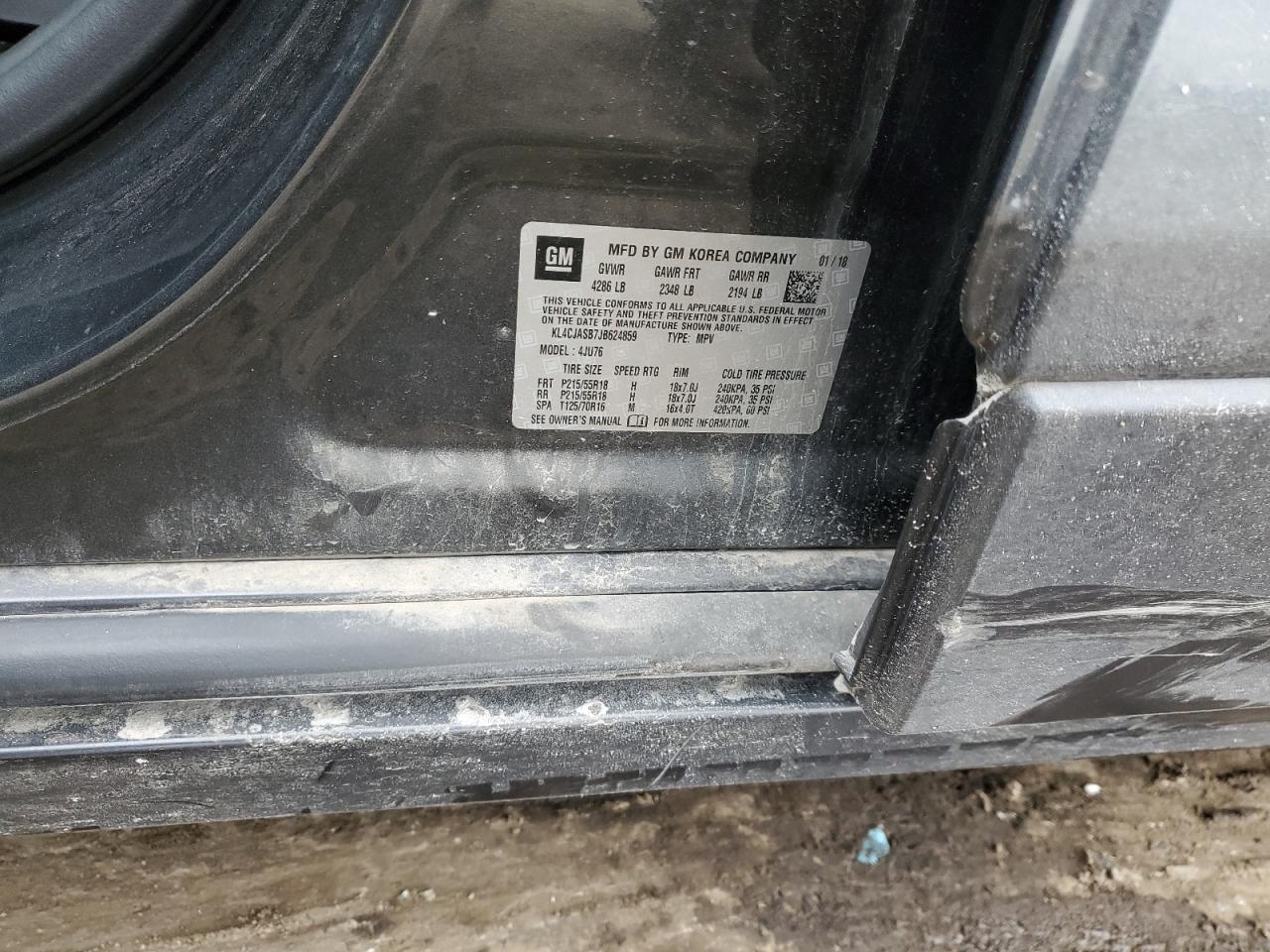 2018 Buick Encore VIN KL4CJASB7JB624859 Copart auction photo, rear end / side damage thumbnail 13
