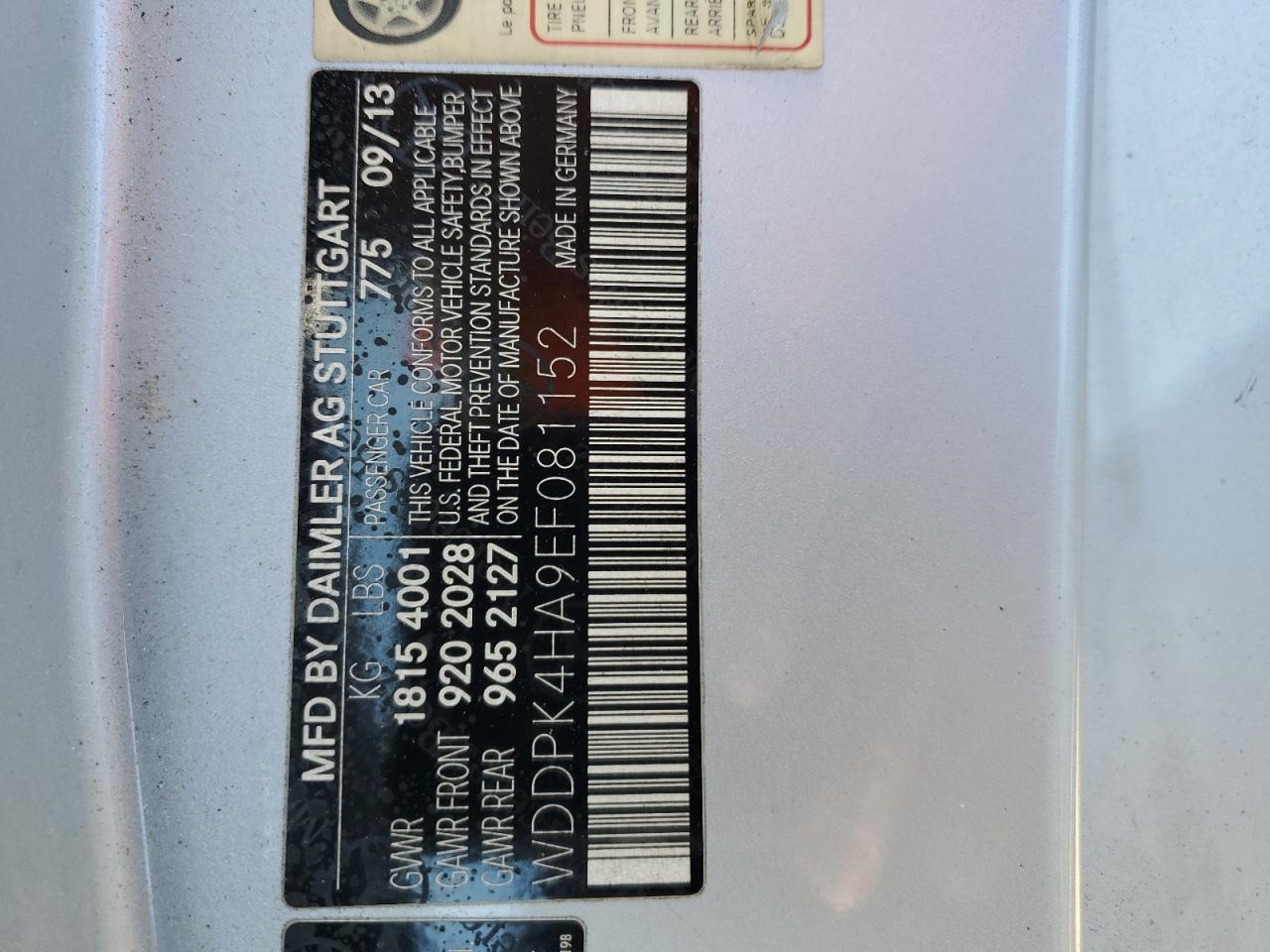 2014 Mercedes-Benz SLK-klasse VIN WDDPK4HA9EF081152 Copart auction photo, rear end damage thumbnail 12