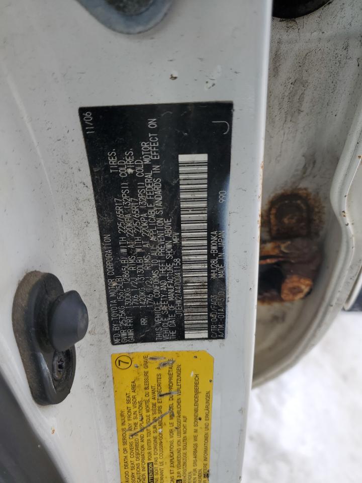 2007 Toyota Highlander VIN JTEHW21A470041158 Copart auction photo, front end / rear end damage thumbnail 14
