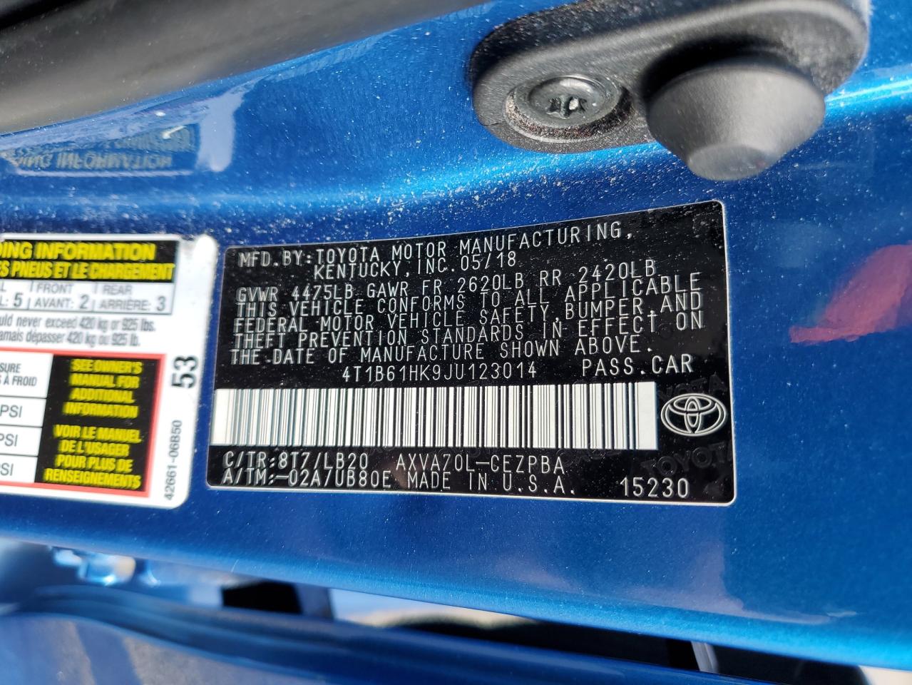 2018 Toyota Camry VIN 4T1B61HK9JU123014 Copart auction photo, front end / minor dent/scratches damage thumbnail 14