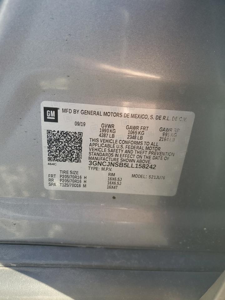 2020 Chevrolet Trax VIN 3GNCJNSB5LL158242 Copart auction photo, rear end damage thumbnail 13