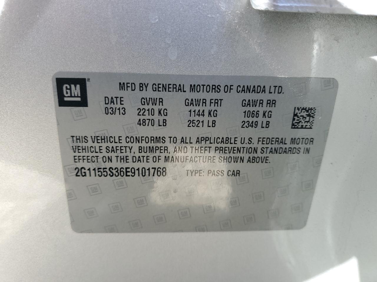 2014 Chevrolet Impala VIN 2G1155S36E9101768 Copart auction photo, front end / rear end damage thumbnail 13