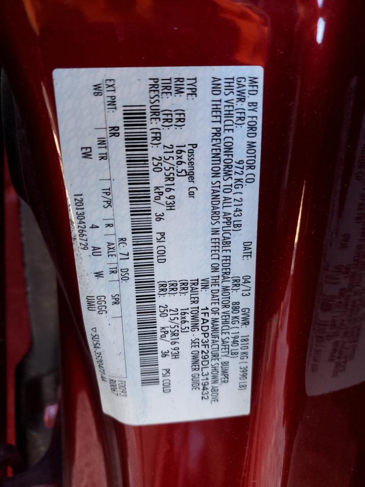 2013 Ford Focus VIN 1FADP3F29DL319432 Copart auction photo, rear end damage thumbnail 12