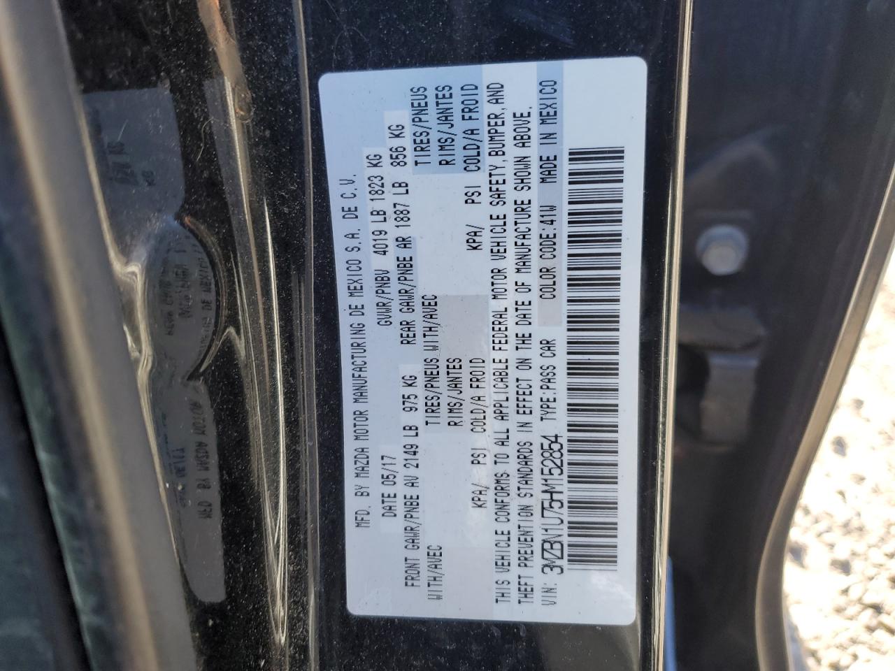 2017 Mazda 3 VIN 3MZBN1U75HM152854 Copart auction photo, biohazard/chemical / front end damage thumbnail 13
