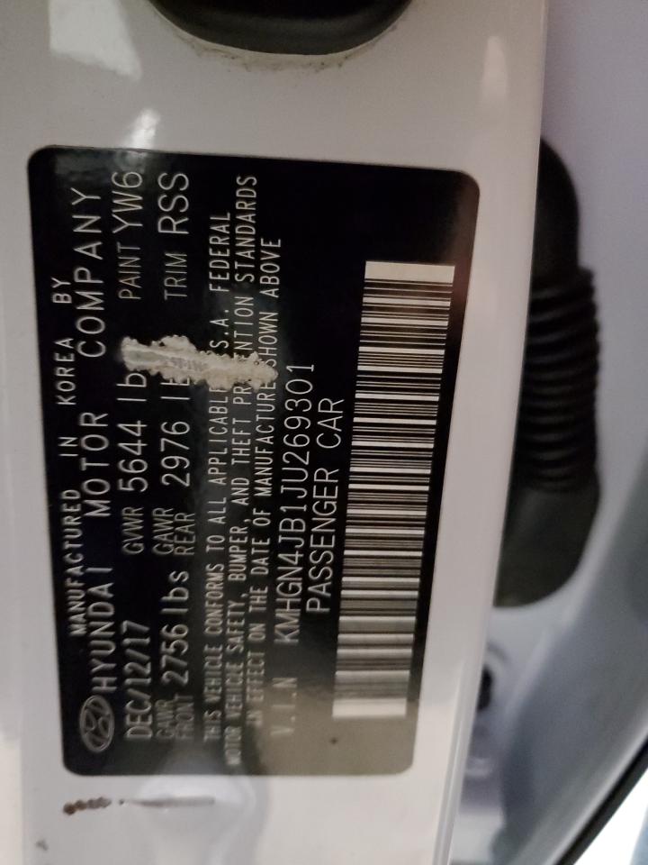 2018 Genesis G80 VIN KMHGN4JB1JU269301 Copart auction photo, side damage thumbnail 12
