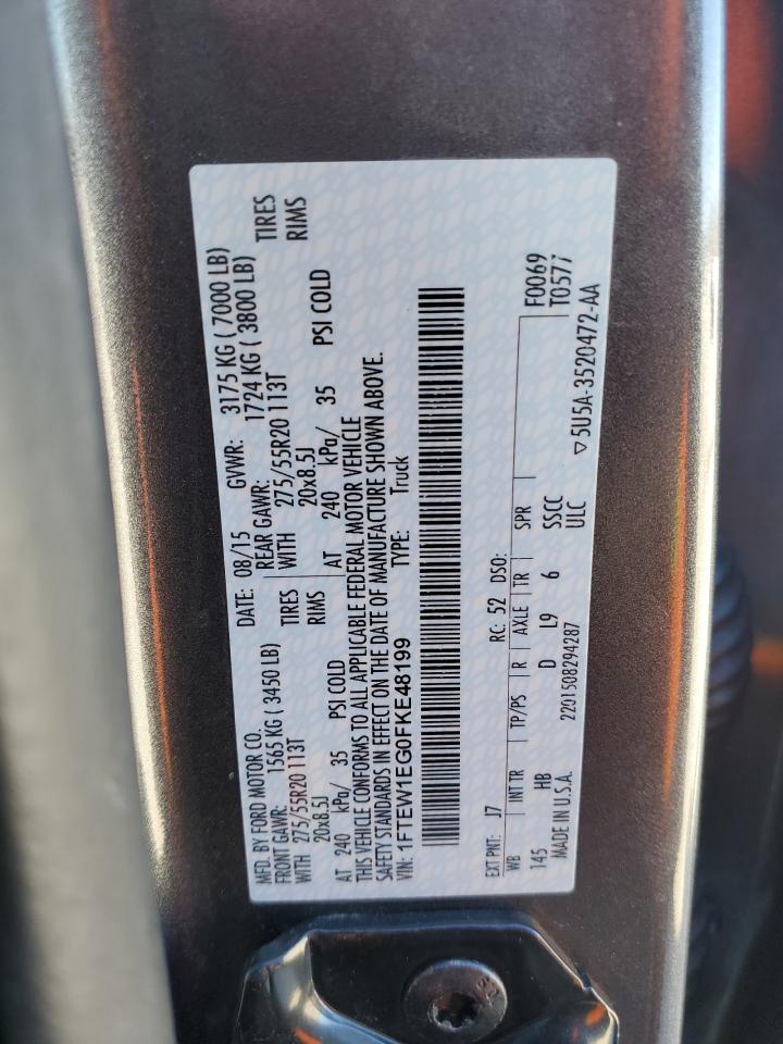 2015 Ford F-150 VIN 1FTEW1EG0FKE48199 Copart auction photo, front end / minor dent/scratches damage thumbnail 12