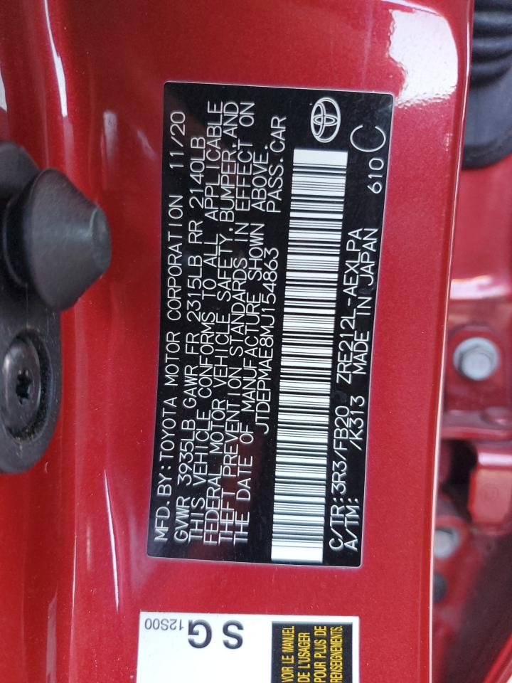 2021 Toyota Corolla VIN JTDEPMAE8MJ154863 Copart auction photo, rear end / side damage thumbnail 13