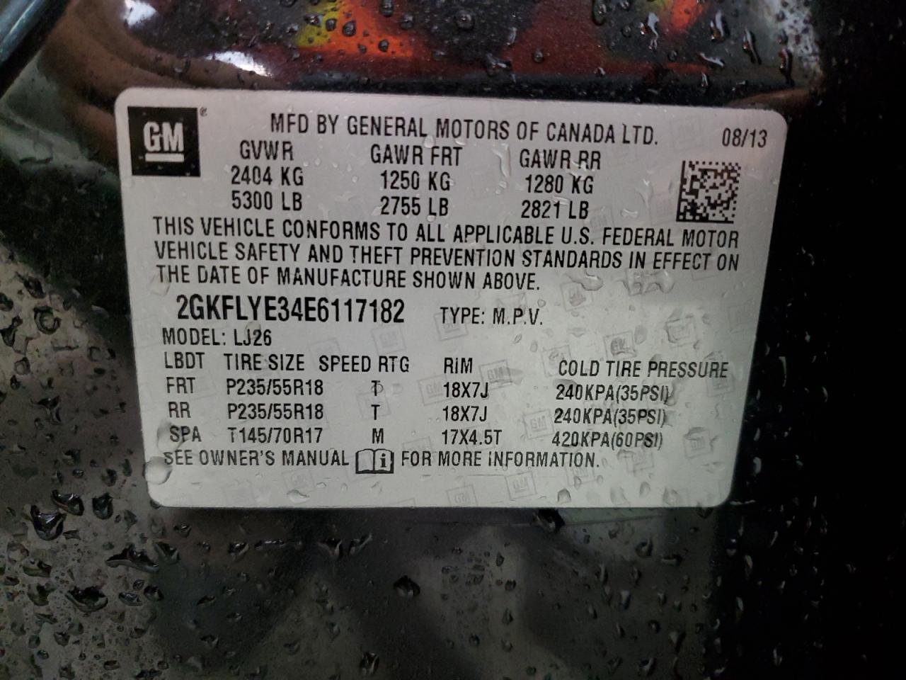 2014 GMC Terrain VIN 2GKFLYE34E6117182 Copart auction photo, front end damage thumbnail 14