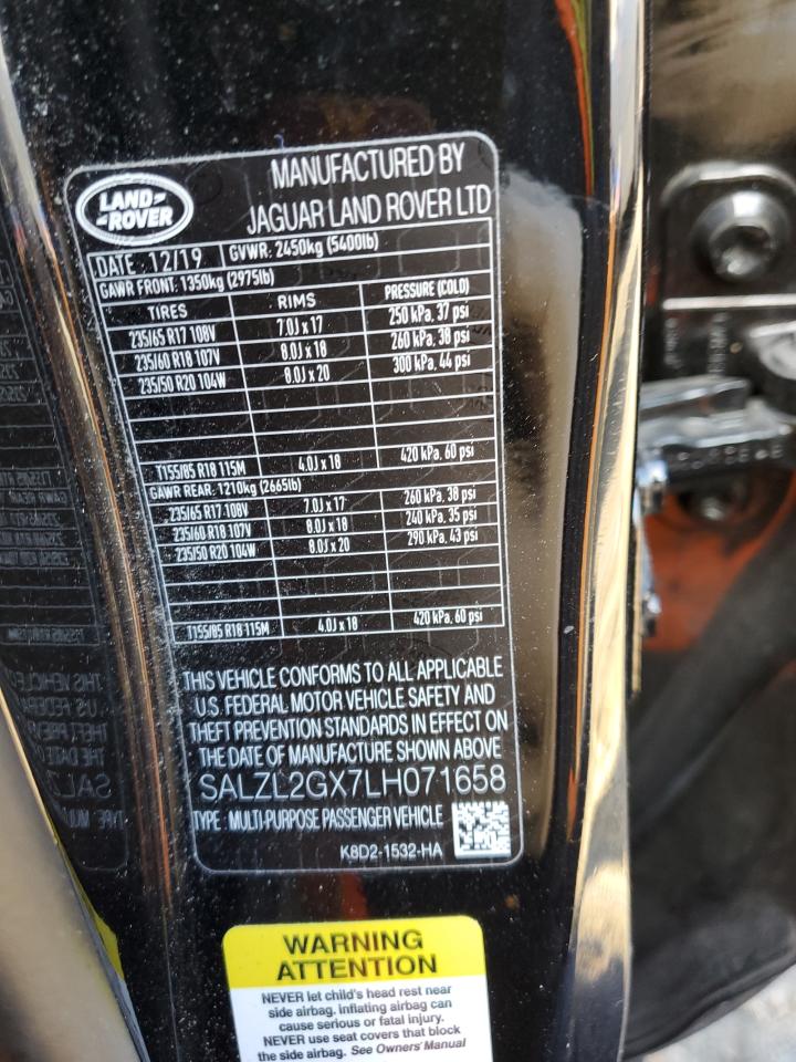 2020 Land Rover Range Rover VIN SALZL2GX7LH071658 Copart auction photo, side / minor dent/scratches damage thumbnail 15