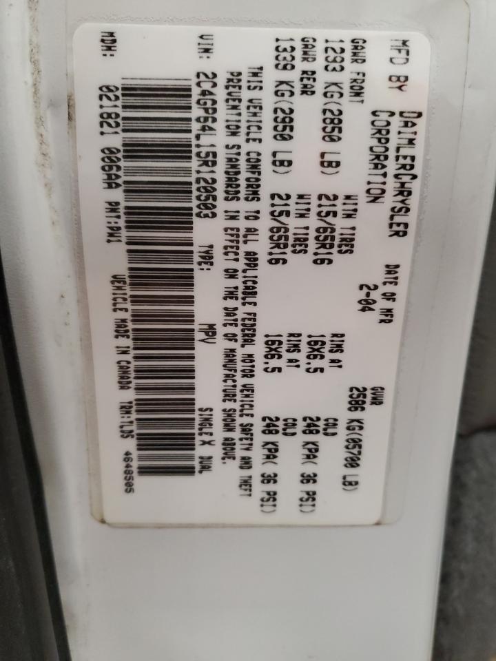 2005 Chrysler Town & Country VIN 2C4GP64L15R120503 Copart auction photo, front end / side damage thumbnail 13