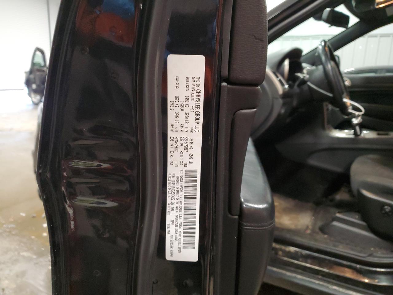 2014 Jeep Grand Cherokee VIN 1C4RJFAG2EC422196 Copart auction photo, front end / side damage thumbnail 15