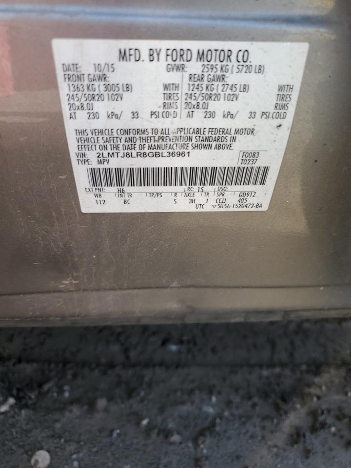 2016 Lincoln MKX VIN 2LMTJ8LR8GBL36961 Copart auction photo, side damage thumbnail 13