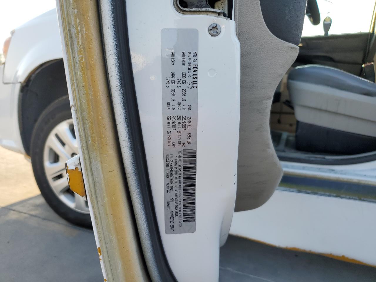 2017 Dodge Caravan VIN 2C4RDGBG1HR776508 Copart auction photo, side damage thumbnail 14