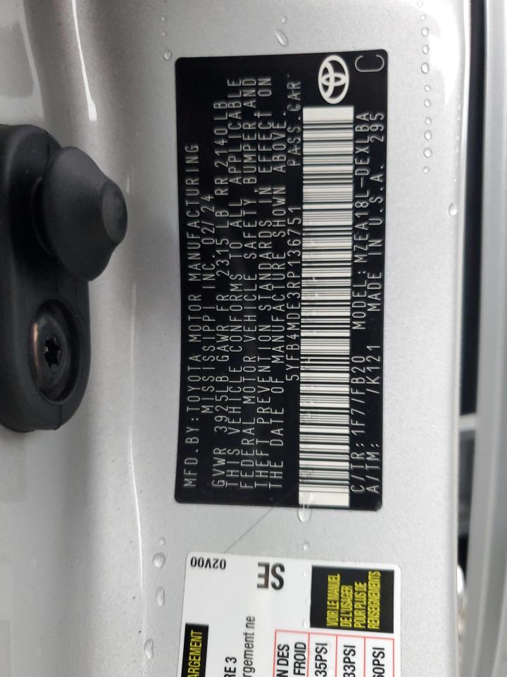 2024 Toyota Corolla VIN 5YFB4MDE3RP136751 Copart auction photo, front end damage thumbnail 14