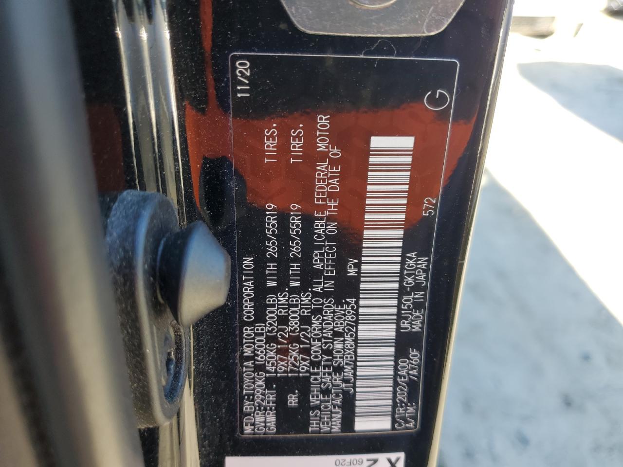 2021 Lexus GX VIN JTJAM7BX8M5278954 Copart auction photo, side damage thumbnail 14