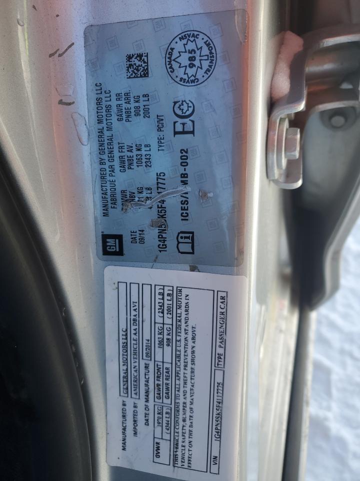 2015 Buick Verano VIN 1G4PN5SK5F4117775 Copart auction photo, front end / side damage thumbnail 12