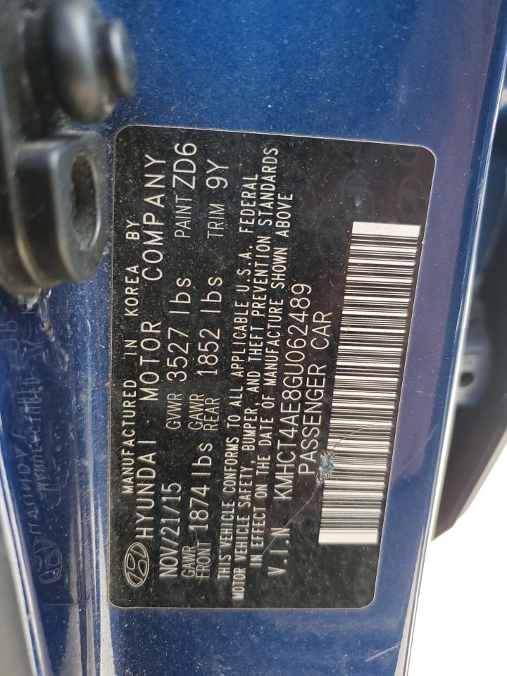 2016 Hyundai Accent VIN KMHCT4AE8GU062489 Copart auction photo, all over damage thumbnail 13