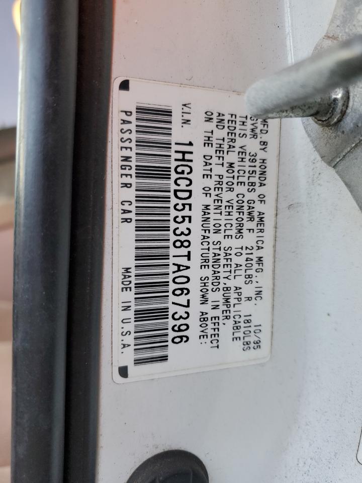 1996 Honda Accord VIN 1HGCD5538TA067396 Copart auction photo, rear end damage thumbnail 14