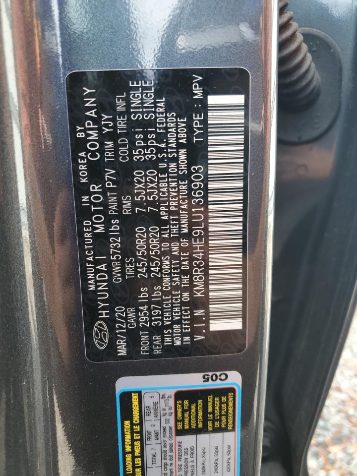 2020 Hyundai Palisade VIN KM8R34HE9LU136903 Copart auction photo, rear end damage thumbnail 13