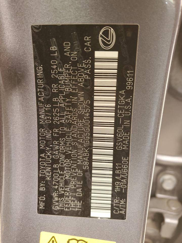 2016 Lexus ES VIN 58ABK1GG5GU014575 Copart auction photo, front end / minor dent/scratches damage thumbnail 13