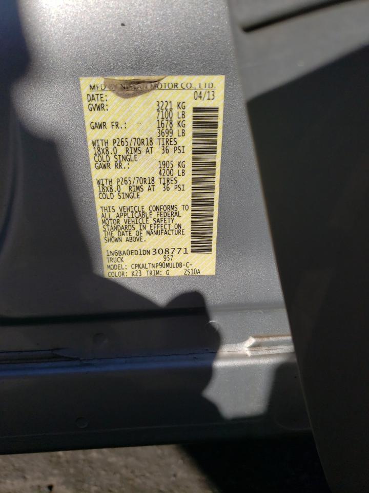 2013 Nissan Titan VIN 1N6BA0ED1DN308771 Copart auction photo, front end damage thumbnail 13