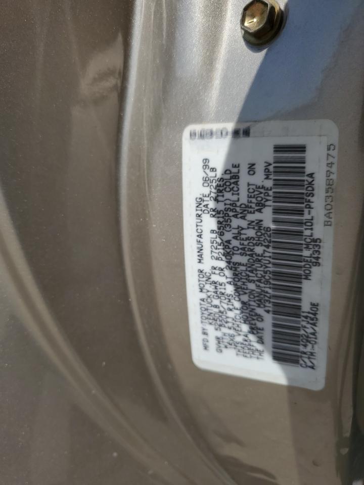2000 Toyota Sienna VIN 4T3ZF19C5YU174226 Copart auction photo, mechanical / minor dent/scratches damage thumbnail 13