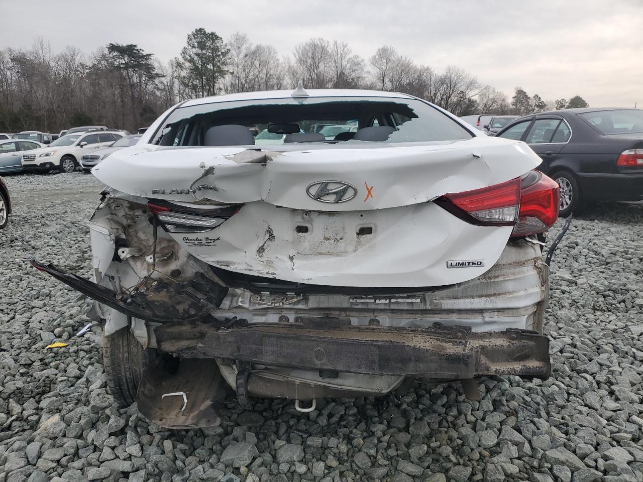 2015 Hyundai Elantra VIN 5NPDH4AEXFH640241 Copart auction photo, rear end / side damage thumbnail 6