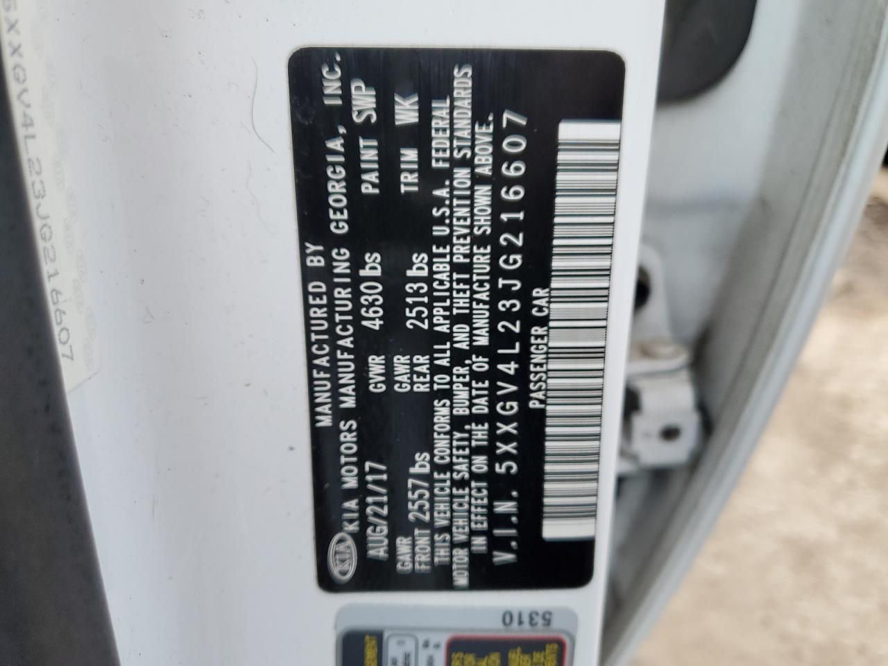 2018 KIA Optima VIN 5XXGV4L23JG216607 Copart auction photo, front end / minor dent/scratches damage thumbnail 12