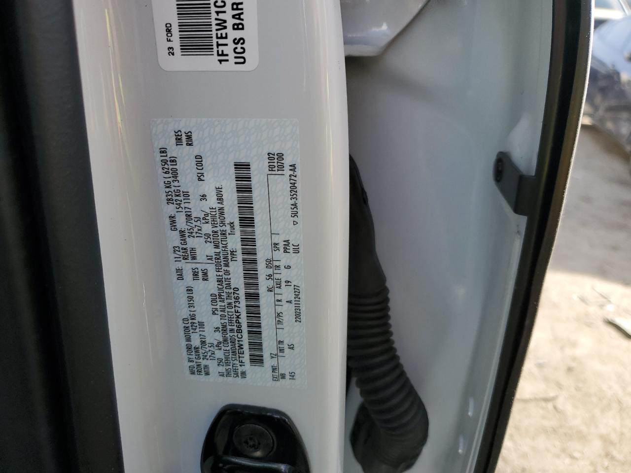 2023 Ford F-150 VIN 1FTEW1CB6PKF73670 Copart auction photo, front end damage thumbnail 12
