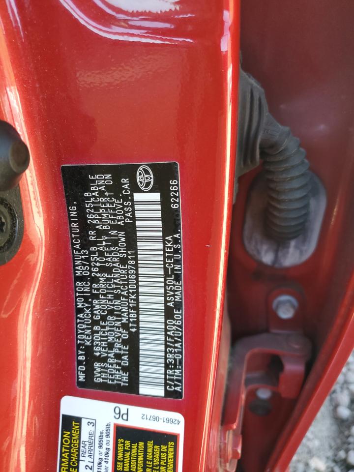 2013 Toyota Camry VIN 4T1BF1FK1DU697811 Copart auction photo, rear end damage thumbnail 12