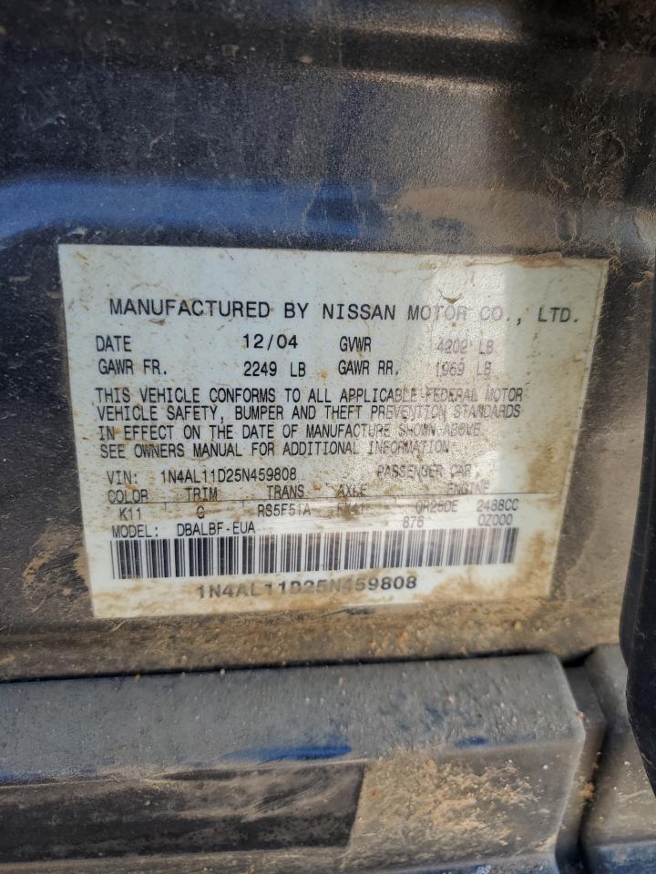 2005 Nissan Altima VIN 1N4AL11D25N459808 Copart auction photo, front end / minor dent/scratches damage thumbnail 14