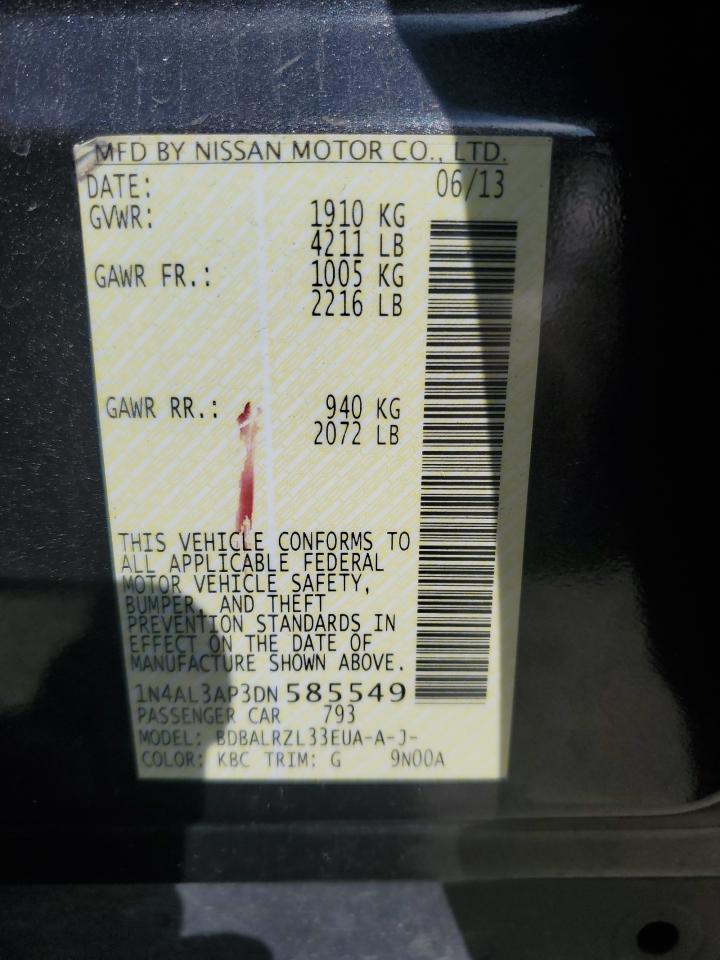 2013 Nissan Altima VIN 1N4AL3AP3DN585549 Copart auction photo, front end damage thumbnail 13