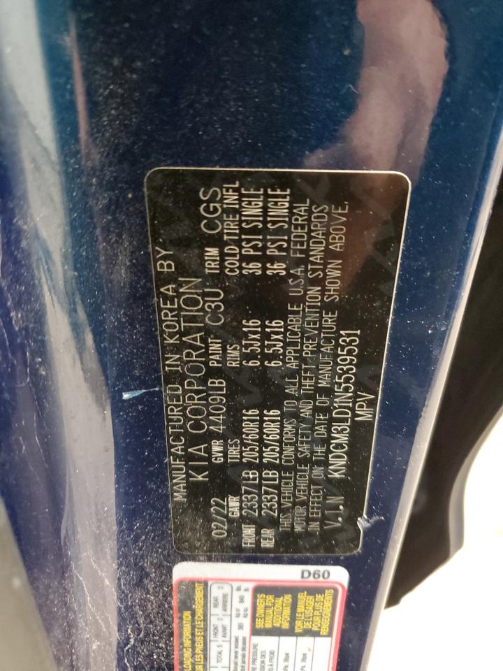 2022 KIA Niro VIN KNDCM3LD1N5539531 Copart auction photo, rear end damage thumbnail 14