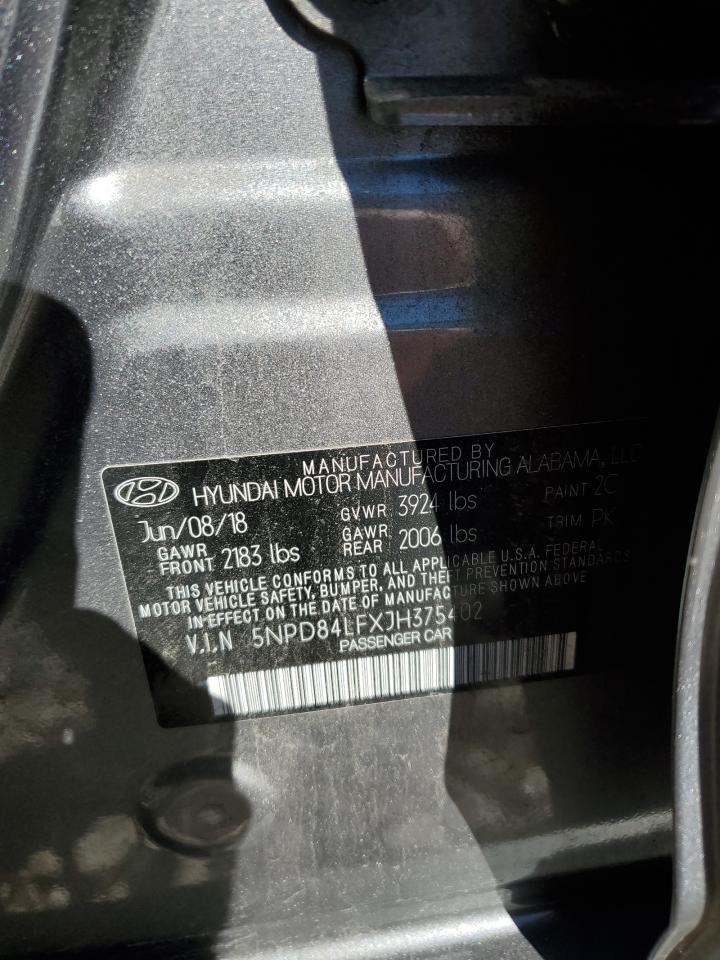 2018 Hyundai Elantra VIN 5NPD84LFXJH375402 Copart auction photo, front end / minor dent/scratches damage thumbnail 14