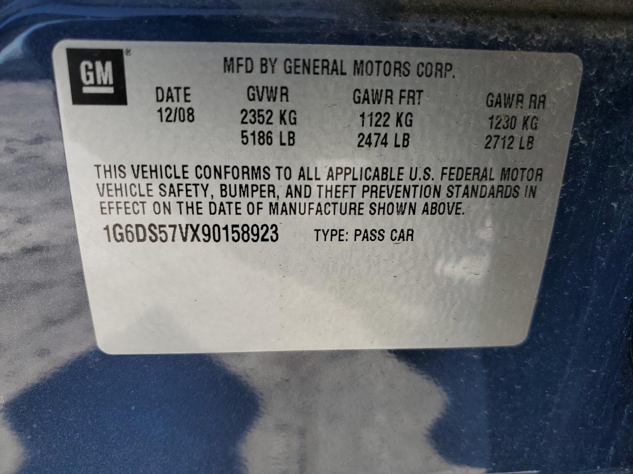2009 Cadillac CTS VIN 1G6DS57VX90158923 Copart auction photo, front end / mechanical damage thumbnail 12