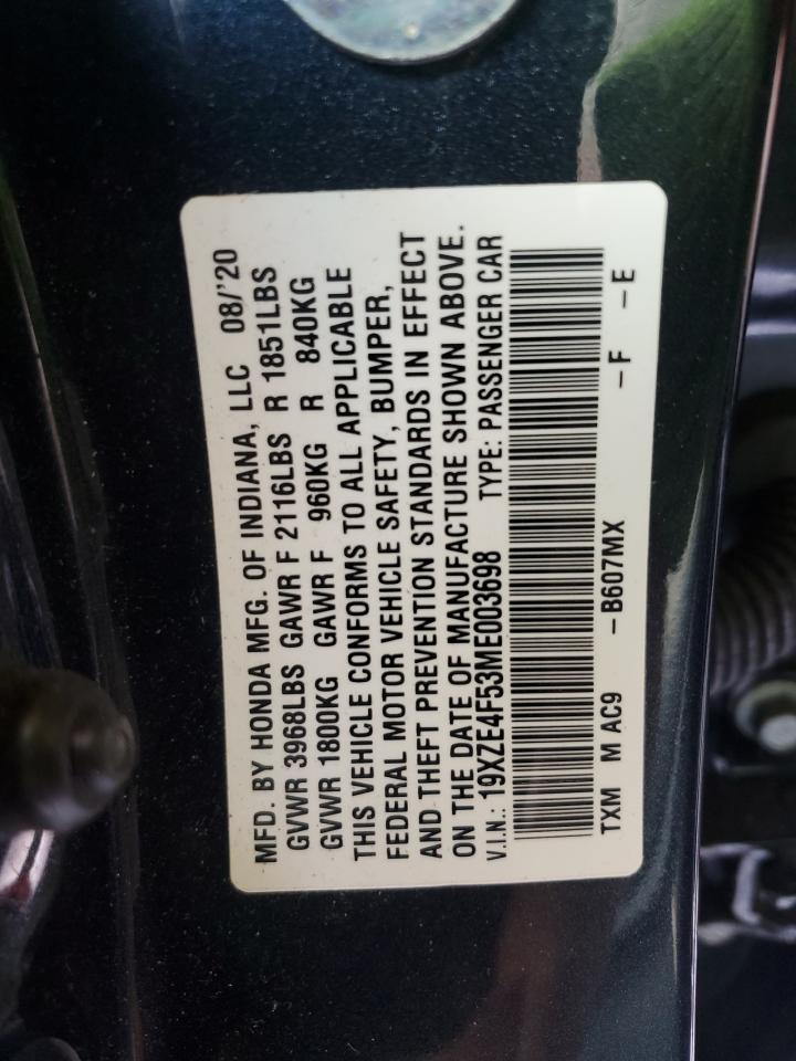 2021 Honda Insight VIN 19XZE4F53ME003698 Copart auction photo, front end damage thumbnail 12