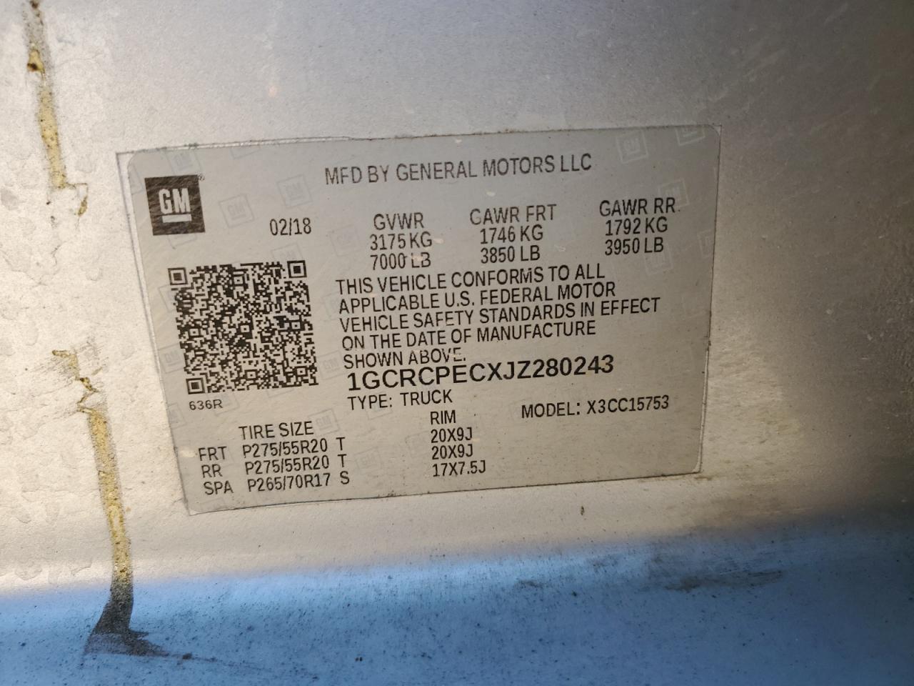2018 Chevrolet Silverado VIN 1GCRCPECXJZ280243 Copart auction photo, front end damage thumbnail 14
