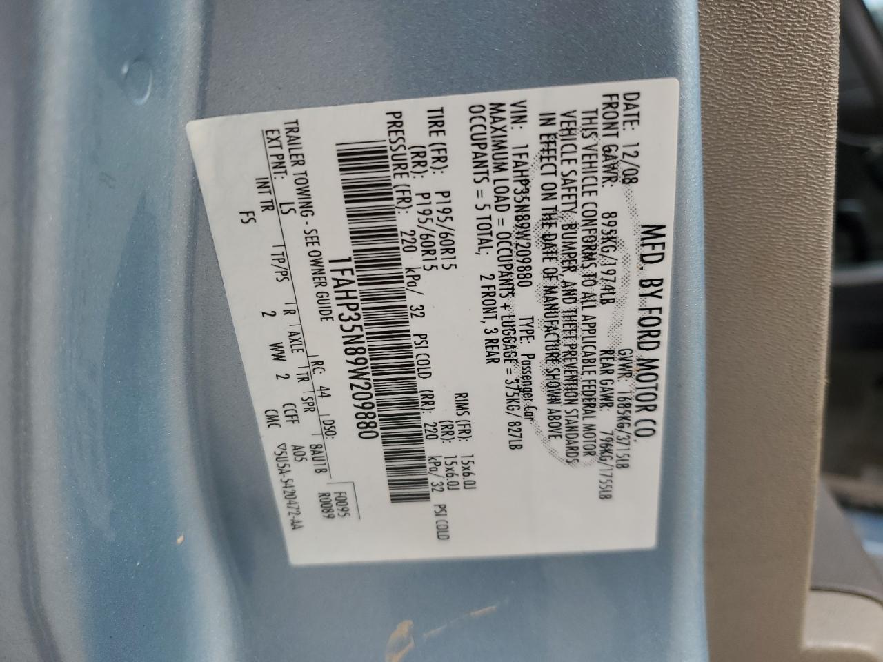2009 Ford Focus VIN 1FAHP35N89W209880 Copart auction photo, front end damage thumbnail 14