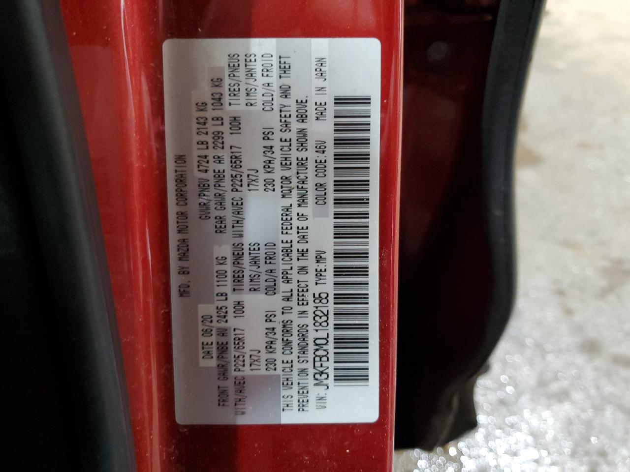 2020 Mazda CX-5 VIN JM3KFBCM0L1832185 Copart auction photo, mechanical / minor dent/scratches damage thumbnail 13