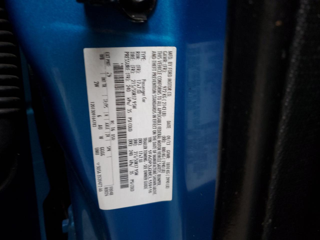2014 Ford Focus VIN 1FADP3J28EL159116 Copart auction photo, front end damage thumbnail 13