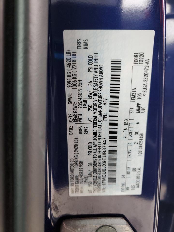 2014 Ford Escape VIN 1FMCU0JX9EUB37947 Copart auction photo, front end damage thumbnail 16