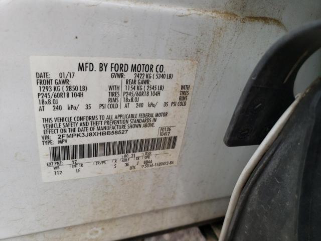 2017 Ford Edge VIN 2FMPK3J8XHBB58527 Copart auction photo, front end / rear end damage thumbnail 12
