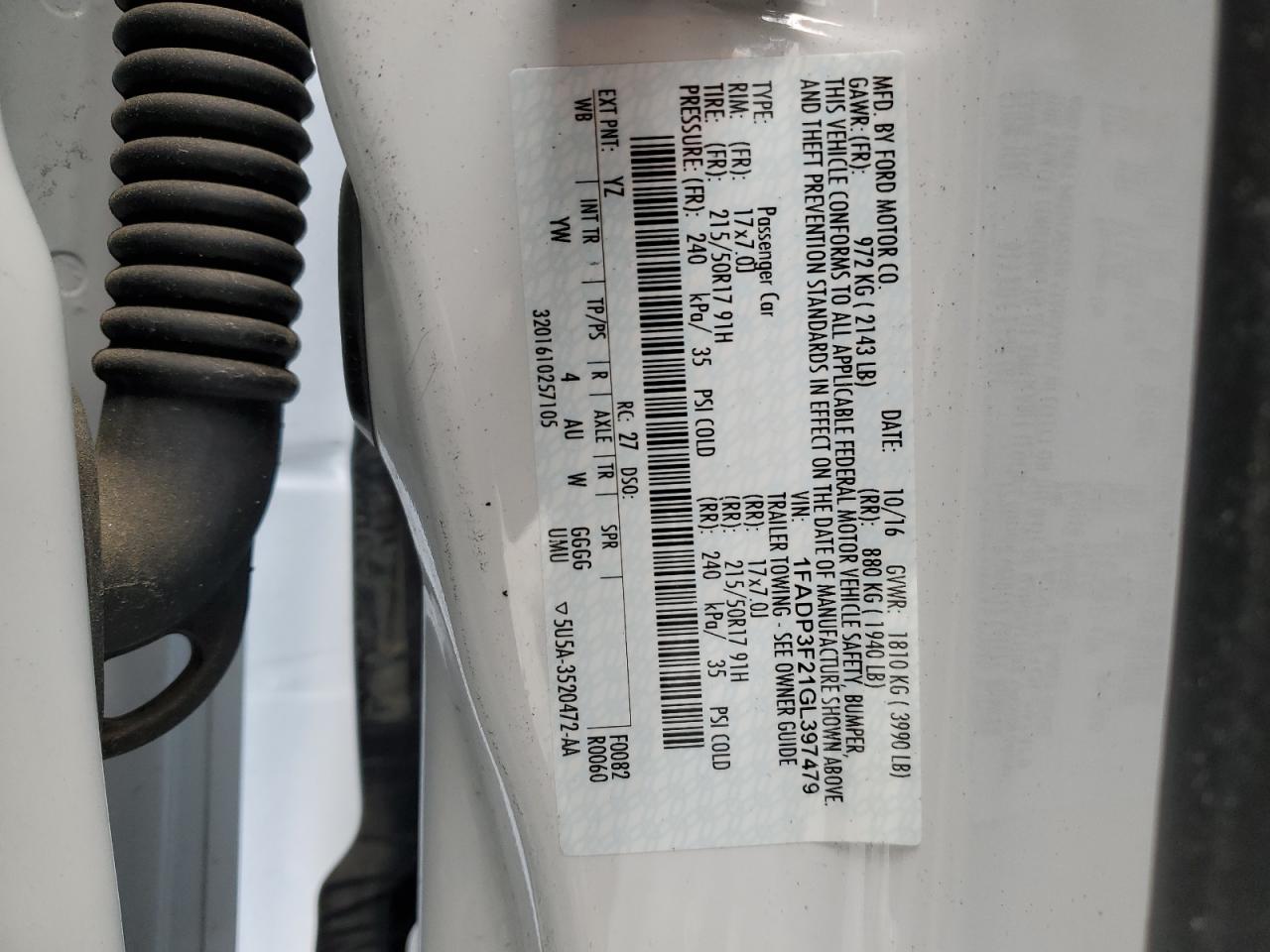 2016 Ford Focus VIN 1FADP3F21GL397479 Copart auction photo, rear end / minor dent/scratches damage thumbnail 12