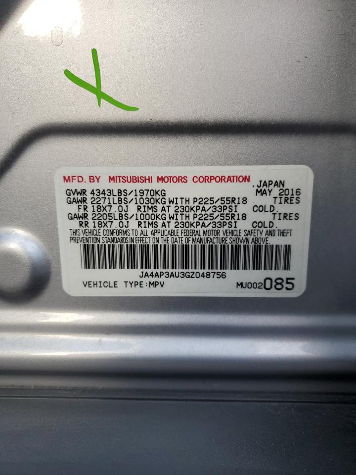 2016 Mitsubishi Outlander VIN JA4AP3AU3GZ048756 Copart auction photo, side damage thumbnail 13
