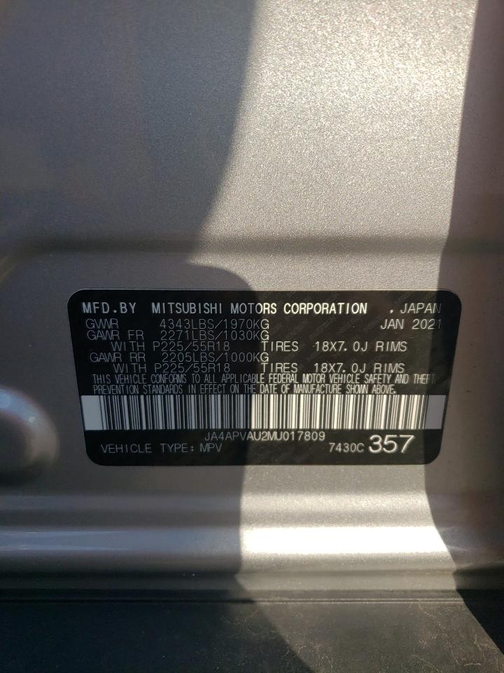 2021 Mitsubishi Outlander VIN JA4APVAU2MU017809 Copart auction photo, front end damage thumbnail 12